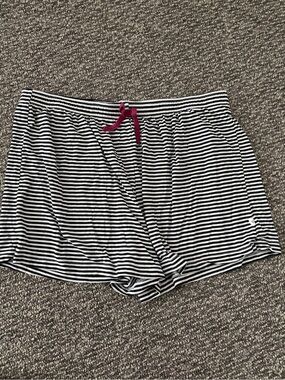 Striped Black & White Lounge Skort with Pink Drawcord